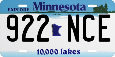 MN license plate 922NCE