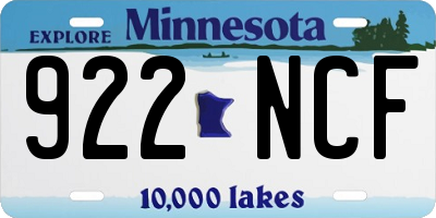 MN license plate 922NCF