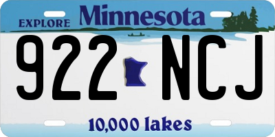 MN license plate 922NCJ