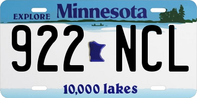 MN license plate 922NCL