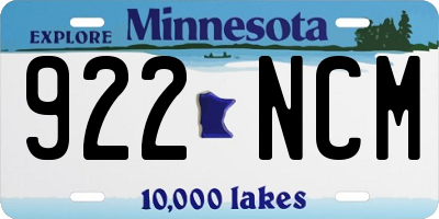MN license plate 922NCM