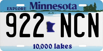 MN license plate 922NCN