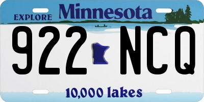 MN license plate 922NCQ
