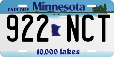 MN license plate 922NCT