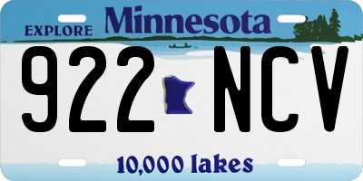 MN license plate 922NCV