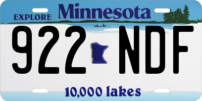 MN license plate 922NDF