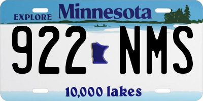 MN license plate 922NMS