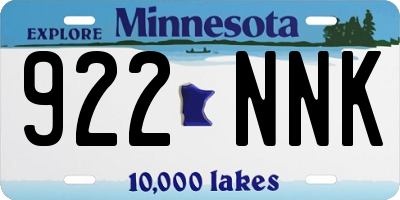 MN license plate 922NNK