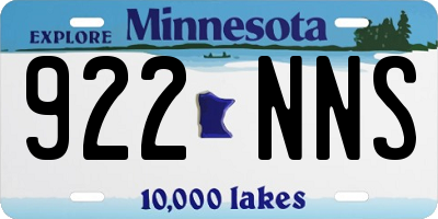 MN license plate 922NNS