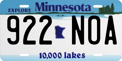 MN license plate 922NOA
