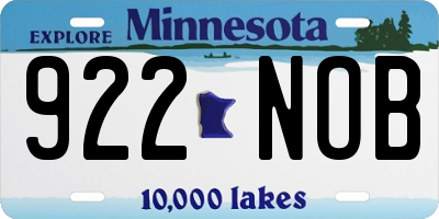 MN license plate 922NOB