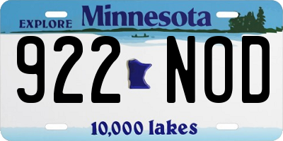 MN license plate 922NOD