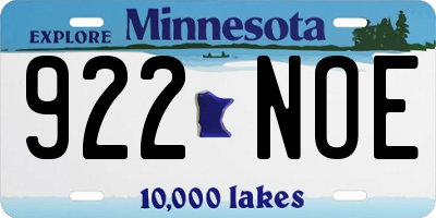 MN license plate 922NOE