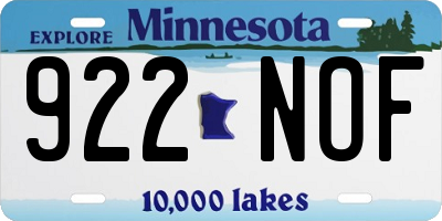 MN license plate 922NOF