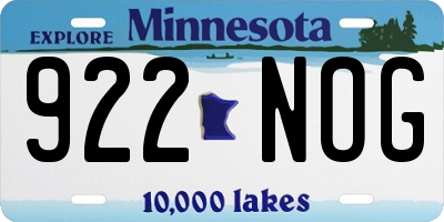 MN license plate 922NOG