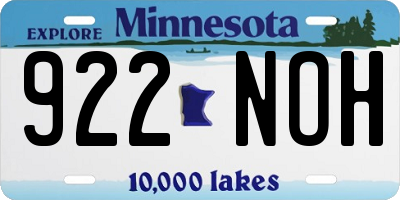 MN license plate 922NOH