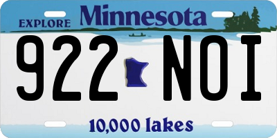 MN license plate 922NOI