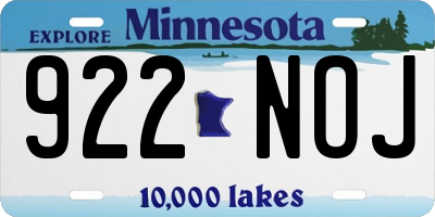 MN license plate 922NOJ