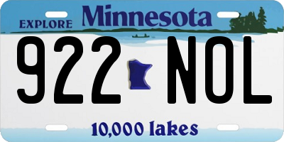 MN license plate 922NOL
