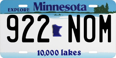 MN license plate 922NOM