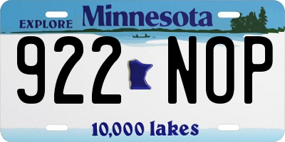 MN license plate 922NOP