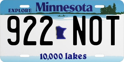MN license plate 922NOT