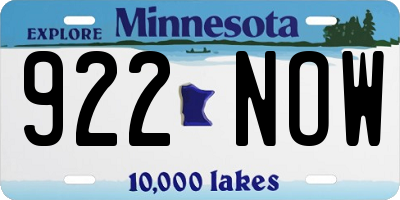 MN license plate 922NOW