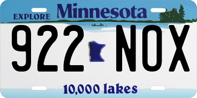 MN license plate 922NOX