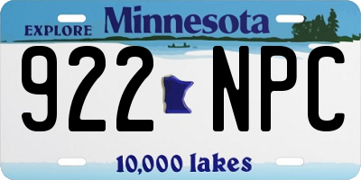 MN license plate 922NPC