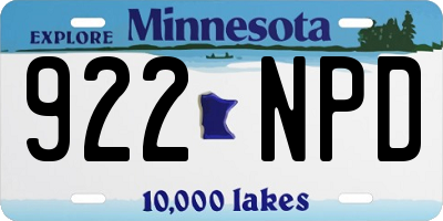 MN license plate 922NPD