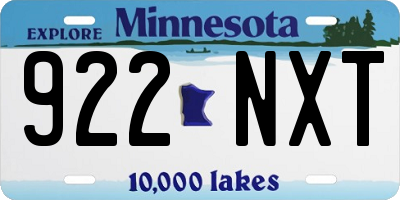 MN license plate 922NXT
