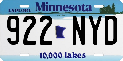 MN license plate 922NYD