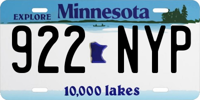 MN license plate 922NYP