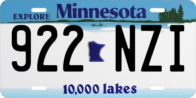 MN license plate 922NZI