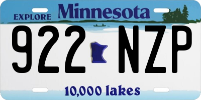 MN license plate 922NZP