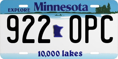 MN license plate 922OPC