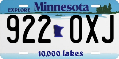 MN license plate 922OXJ
