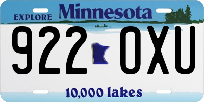 MN license plate 922OXU