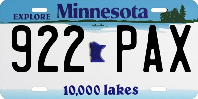 MN license plate 922PAX