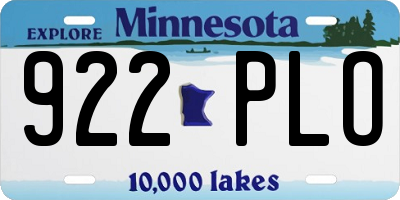 MN license plate 922PLO
