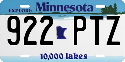 MN license plate 922PTZ