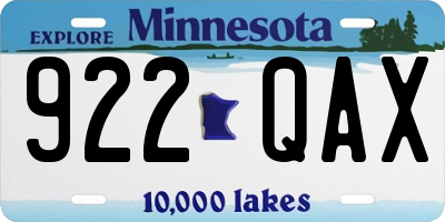 MN license plate 922QAX