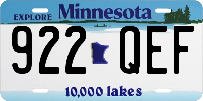 MN license plate 922QEF