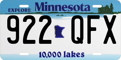 MN license plate 922QFX
