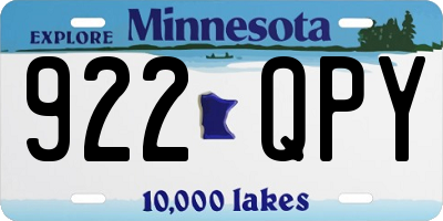 MN license plate 922QPY