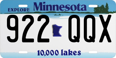 MN license plate 922QQX