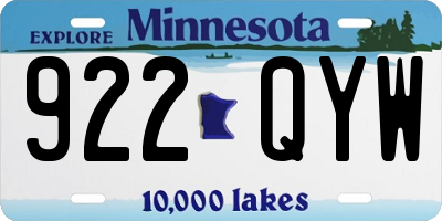 MN license plate 922QYW