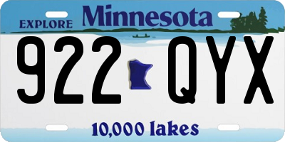 MN license plate 922QYX