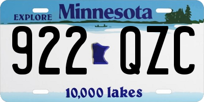 MN license plate 922QZC