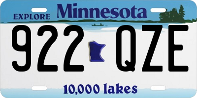 MN license plate 922QZE
